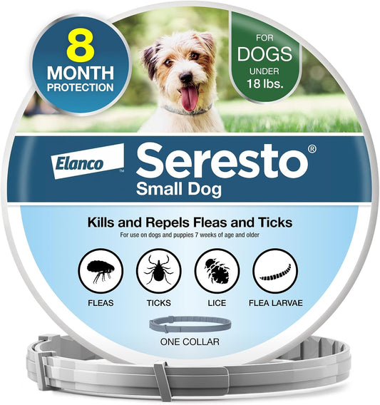 Seresto Small Dog Vet-Recommended Flea & Tick Treatment & Prevention Collar for Dogs Under 18 lbs. | 8 Months Protection