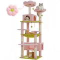 PAWZ Road Flower Cat Tree, 72 Inches Large Cat Tower with Steel Frame Hammock and 7 Scratching Posts, Tall Cat Tree with 2 Condos and Perches for Large Indoor Cats - Pink