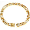 Tallew Gold Dog Chain Diamond Collar Walking Metal Chain Necklace with Secure Buckle Pet Cuban Style Collar Jewelry Accessories for Small Medium Large Dog Cats (10 inch)