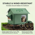 Outdoor Cat House All-Season Weatherproof Insulated Feral Cat Shelter, Large Portable Tent for Stray Cats, Windproof & W