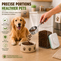 Pet Dog-Cat Airtight Food Storage-Container - 4.2Qt/4L jar with lid and 1/4Cup scoop | Holds 3–5 pounds of dry pet food 