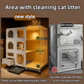 Indoor cat cage with Litter Box, Complimentary Cat Bed, Bow,lcat House with Wheels Outdoor,Large cat Villa Playpen, Smal