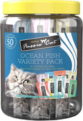 Fussie Cat, 0.5 Ounces Each, 50 Tubes, Ocean Fish Variety 10 Flavors