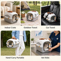 Hard Top Load Cat Carrier,Airline Pet Carrier,Cat Carrier Hard Shell, 360° Ventilation, Front Metal Door, Secure Latches,Includes Feather Wand,Hiking Car Travel Crate for Cats Small Dogs (Gray Set)