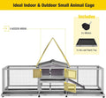 Aivituvin Rabbit Hutch 93.7" Large Rabbit Cage Indoor Outdoor Guinea Pig Cage Chicken Coop on Wheels Bunny Cage with 4 D
