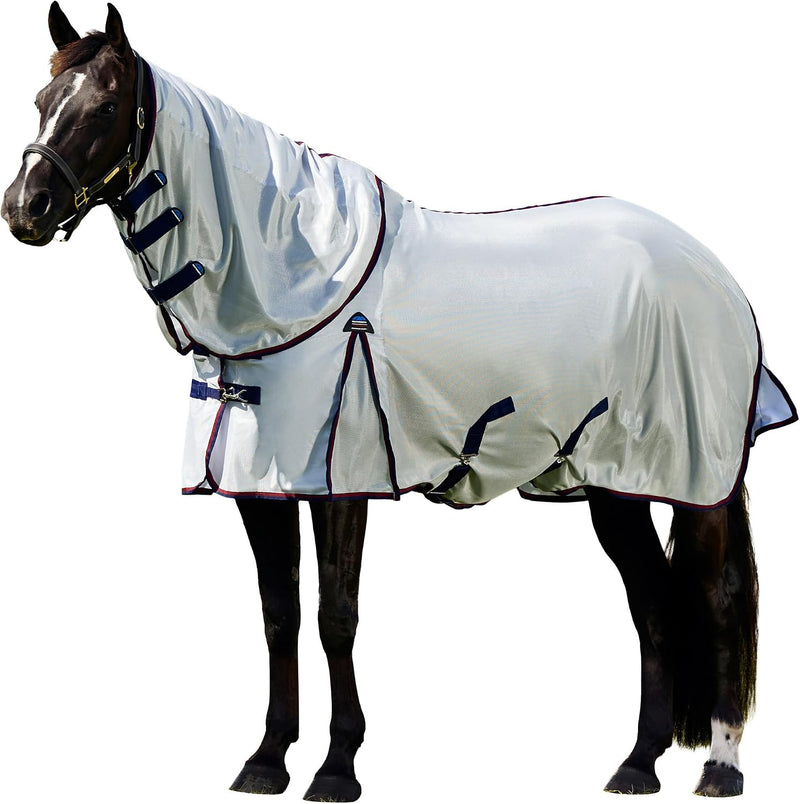 WeatherBeeta ComFiTec Airflow Fly Sheet Detach-A-Neck, Grey/Navy/Burgundy, 78