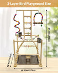 Niwaes Bird Play Stand, Large Parakeet Playground, Natural Wood Parrot Perch Stand, Birds Play Gym Cockatoos Cage Accessories with Feeder Cups Swings for Cockatiel Budgie Conure