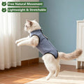 kzrfojy Cat Surgery Recovery Suit Cat Onesie for Cats After Surgery Spay Surgical Abdominal Wound Skin Diseases E-Collar Alternative Wear (Grey-Blue-L)