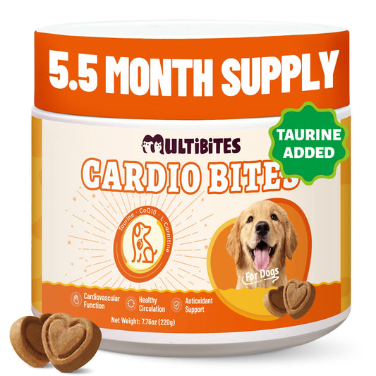 MULTIBITES Dog Healthy Heart Supplements - Taurine for Dogs with CoQ10, L-Carnitine, Fish Oil, Vitamins - Supports Cardio & Cardiovascular Health, Antioxidant Support, 7.76 oz