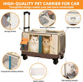 Large Cat Carrier with Wheels, Rolling Folding Soft-Sided for 2 Cats