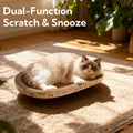 Spindro 3 Pack Large Cat Scratcher Cardboard, Oval Cat Scratcher Bed Cat Scratch Pad Board Lounge Couch for Indoor Cats Bowl Shaped Cat Scratching Post Nest for Cats Grinding Claw Furniture Protector