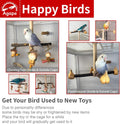 Agape Rotating Parrot Perch Toy with Chew Toy, Natural Wooden Perch Stand for Small & Medium Birds, Bird Cage Accessory with Exercise Wheel for Parakeets Cockatiels Lovebirds Conures Finches Budgies