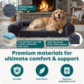Furhaven Cooling Gel Dog Bed for Large Dogs w/ Removable Bolsters & Washable Cover, For Dogs Up to 95 lbs - Quilted Sofa - Iron Gray, Jumbo/XL