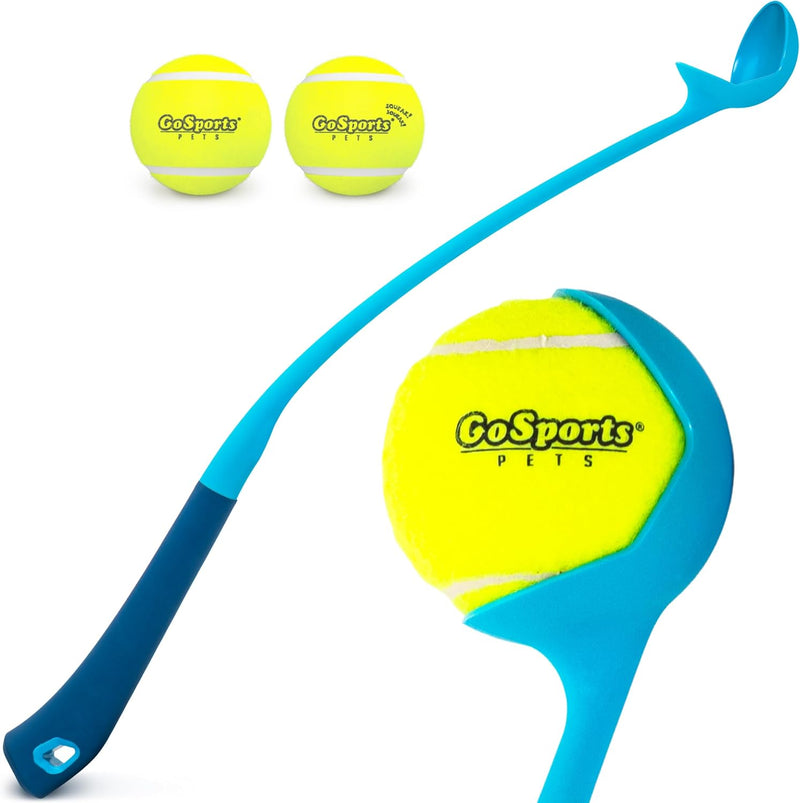 GoSports Pets 24 Inch Dog Ball Launcher - Ergonomic Tennis Ball Thrower for Dogs 20+ lbs - Includes Tosser and (2) 2.5 I
