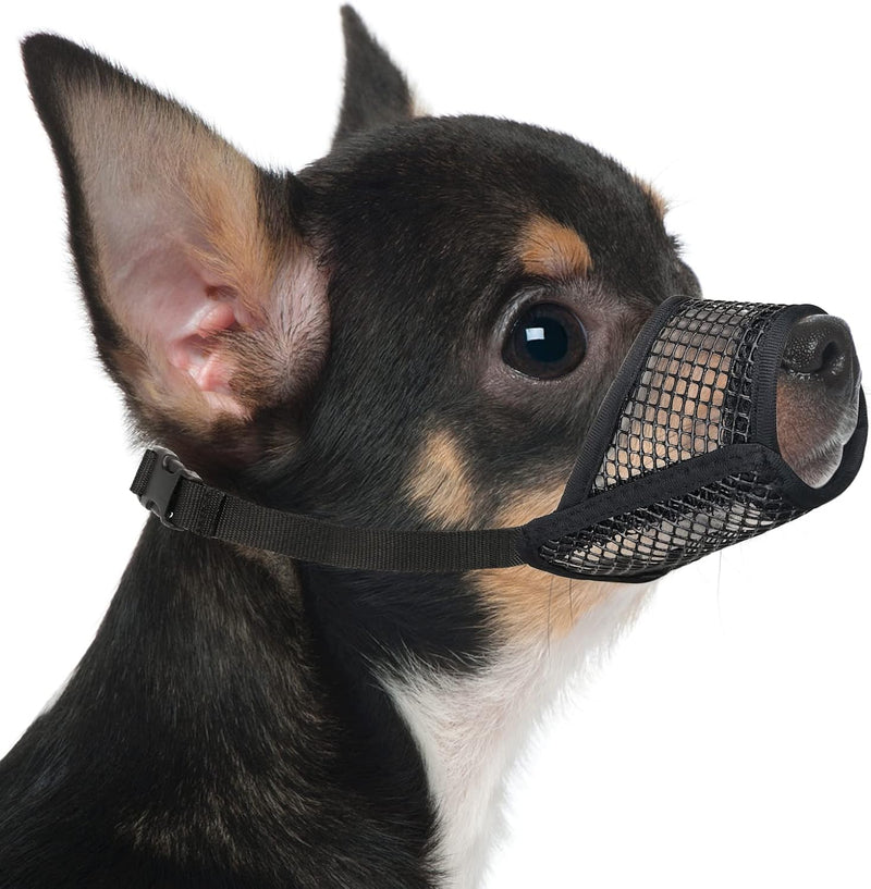 Mayerzon Dog Muzzle, Soft Mesh Muzzles for Small Dogs Biting | Black, XXS