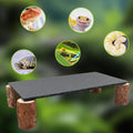 Bearded Dragon Basking Platform, Slate Rocks for Reptiles with Wooden Pile, Leopard Gecko Hides and Caves, Reptile Tank 