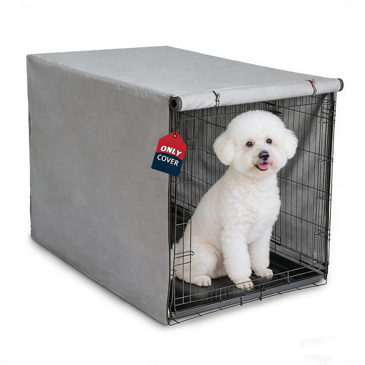 Heavy Duty Calming Dog Crate Cover for Anxious Pets-Waterproof & Windproof 24-Inch Kennel Cover,Breathable Blackout Panels for 1/2/3 Door Access,600D Oxford Fabric,Machine Washable Indoor/Outdoor,Grey