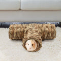BWOGUE Hamster Grass Tunnel Toy, Guinea Pig Grass Tunnel, 4-Way Hideaway