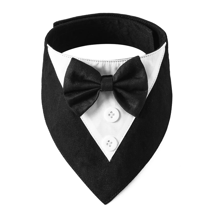ADOGGYGO Formal Dog Tuxedo, Wedding Dog Bandana Collar with Bowtie, Adjustable Pet Birthday Wedding Tux Outfit for Medium Dogs (M, Black)