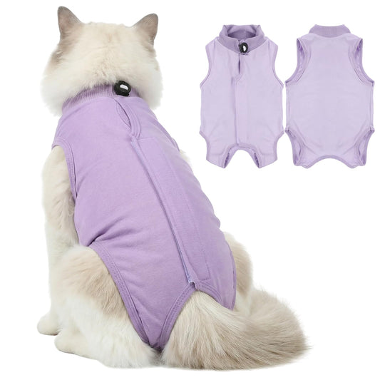 HaiFafafaing Cat Recovery Suit - Soft and Breathable Cat Onesie for Neuter Surgical, Abdominal Wounds or Skin Diseases, Cats Surgery Suit Cone of Shame Alternative Anti Licking