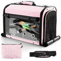 Sanmoncare Bird Carrier Bag Cockatiel Travel Cage with Stand, Lightweight Carrier for Small Bird, Portable Bag for Parrot, Pet Transparent Travel Backpack