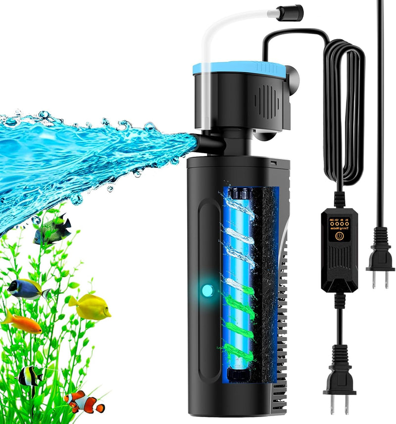 U - V Aquarium Filter for Green Water Cleaning with Aeration/Rainfall Modes