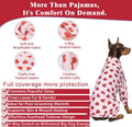 Dog Pajamas for Large Dogs, Soft Stretchy Lightweight Dog Onesie with Red Heart Print, Full Body Dog PJs for Anti-Sheddi