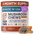 Pets are Kids Turkey Tail Mushroom for Dogs with Organic Real Turkey Tail™ - 8:1 Extract Mushroom Chews for Lumps & Bumps, Immunity, Gut, Skin, Joint & Spine Support - Reishi, Lion’s Mane - 120 Chews