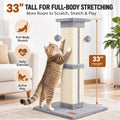 Fopetfy Cat Scratching Post 33 inch for Indoor Cats, High Cat Scratch Post Grey, Cat Tree for Full-Body Stretching, Protect Your Furniture
