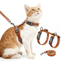 Halypet Cat Harness and Leash Set, Escape Proof 3-in-1 Adjustable Harness for Cats & Kitten, Soft Lightweight, Easy On & Control for Walking, Travel & Outdoor Use, Vibrant Leopard Orange, Medium