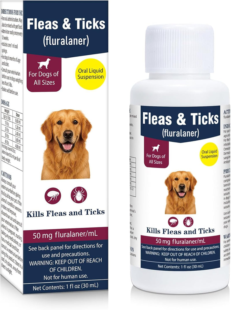Flea & Tick Liquid Drops for Dogs, Oral Drops, Easy-to-Use Liquid Formula for Dogs