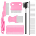 6-Pack Flea Comb for Dogs and Cats, Fine & Wide Tooth Stainless Steel Lice Comb, Tick Removal Tool, Tear Stain Remover, Dematting Brush - Professional Pet Grooming Kit for All Types of Pets