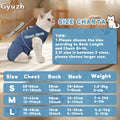 Gyuzh Cat Surgery Recovery Suit for Female Male Cats - Breathable Cone Alternative. Easy-Pull Recovery Suit with Adjustable Neck & Snap Closure for Spay Neutering, Anti-Licking Wound Care Blue L