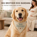 Big Brother Dog Bandana with No-Tie Adjustable Buckle — Pregnancy Announcement Photo Prop, Beige Cotton Triangle Scarf, 