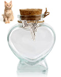 COSOWO Pet Hair Keepsake Bottle for Dogs & Cats, Memorial Glass Bottle with Heart Design, Includes 2 Silver Accessories, Pet Fur Keepsake for Pet Loss Remembrance, Heart Shape