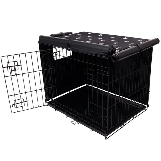 Pet Prime Dog Crate Cover Indoor/Outdoor Durable Windproof 600D Oxford Fabric Pet Kennel Cover Fit for 24 30 36 42 48 Inches Wire Dog Crate for Small and Large Dogs-Cover Only(24 Inch (24"x18"x19"))