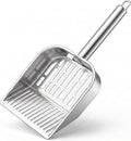 304 Stainless Steel Cat Litter Scoop with Striped Sifter, One-Piece Metal Kitty Shovel for Tofu & Mixed Litter, Rust-Pro