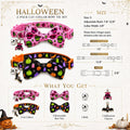 2 Pack Halloween Cat Collars with Bow Ties, Hot Pink Skull & Pumpkin Ghost Breakaway Kitten Collars with Bells and Charm