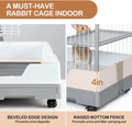 Deluxe Rabbit Cage, 32" × 21" × 26" Large Space Bunny Cage Foldable Small Animal Cage with Pull Out Tray and Caster Plat