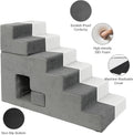 Dog Stairs for Small Dogs 27”H, 6-Step Dog Steps for High Bed, High-Density Foam Pet Stairs with Non-Slip Removable Wash