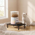 OPNICE Adjustable Cat Food Stand, Elevated Cat Feeder Stand with 4 Height Settings, Automatic Cat Feeder & Tradition Bow