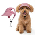 Rbenxia Dog Sun Hat with Ear Holes, Pet Summer Beach Visor Hat with Adjustable Chin Strap, Puppy Sunbonnet Headdress, Dog Baseball Cap for Outdoor Sun Protection(Pink, Small)