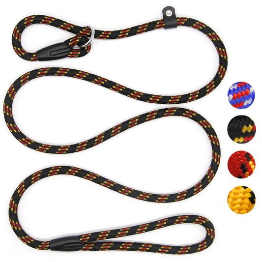 Coolrunner Durable Dog Slip Rope, 5 FT Training Leash, Strong Adjustable Pet Slipknot for Small Medium Dogs (10-80 lb) Black