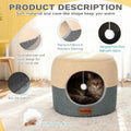 KISIMUY 2-in-1 Cat Cave Bed & Lounger with Reversible Plush Cushion, Cat Bed for Indoor Cats, Foldable Anti-Slip Cat House - Calming Cozy Hideaway for Kitten &Small Cats with Anxiety Relief, 15.7in