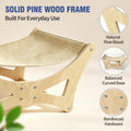 Cat Hammock Bed for Large Cats, Elevated Wooden Bed with Natural Sisal Scratching Mat, Cozy Lounge with Soft Cushion, Su
