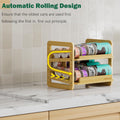 Rolling Bamboo Cat Food Can Organizer, 2-Layer Wet Cat Food Storage Container Holds 42 (3oz) Cans, Canned Cat Food Organizer and Storage for Countertop Kitchen Cabinet or Pantry Shelf