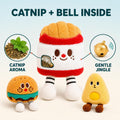 3 Pack Catnip Toys for Cats, Plush Cat Toys with Bells, Cute Fast Food Cat Toy Set with Hamburger, French Fries & Cheese