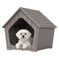 Bifanuo Dog House Outdoor Indoor for Small Dogs - Plastic Pet Shelter, Easy-Assemble & Weather-Resistant for Living Room, Balcony (Grey, 18" L x 22.4" W x 22.2" H)