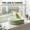 Indoor Bird Bath Fountain & Parrot Shower with Natural Pine Wood Perch