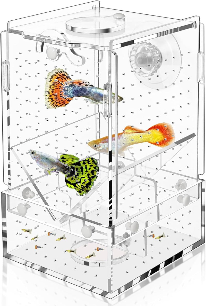 Breeder Box for Fish Tank, Fish Breeder Box for Aquarium, Acrylic Hatchery Incubator Tank with Suction Cups Isolation Bo